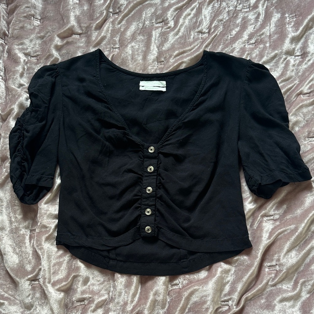 Urban Outfitters Black Puff Sleeve Blouse